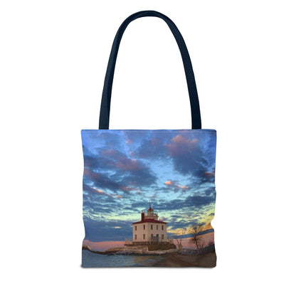 Stylish Photo Tote Bag • "Winter at the Light" • 5 color handle choices