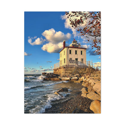 Colorful Canvas Print • "Fairport Harbor West Breakwater Light" • Vertical or Horizontal orientations • Sizes from 8"x10" to 30"x40"