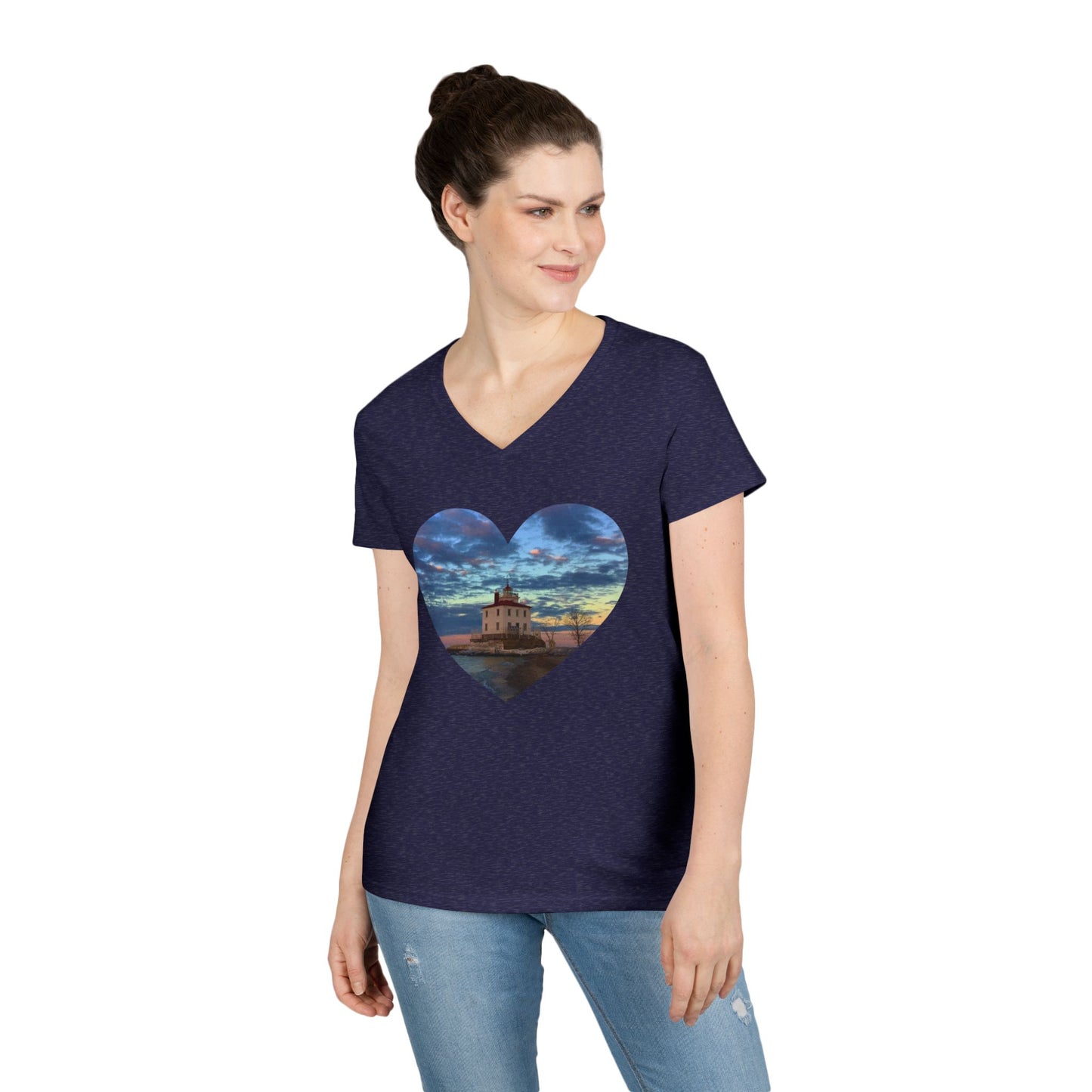 Ladies' V-Neck T-Shirt • 10 colors • "Love the Winter at the Light"