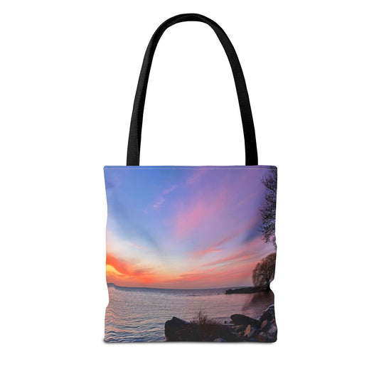 Stylish Photo Tote Bag • "Sunset Orange" • 5 color handle choices