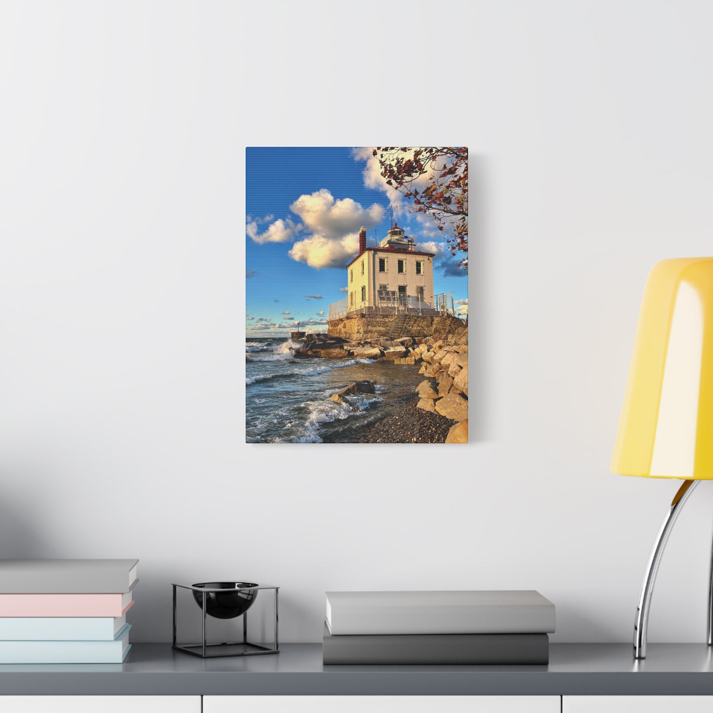 Colorful Canvas Print • "Fairport Harbor West Breakwater Light" • Vertical or Horizontal orientations • Sizes from 8"x10" to 30"x40"