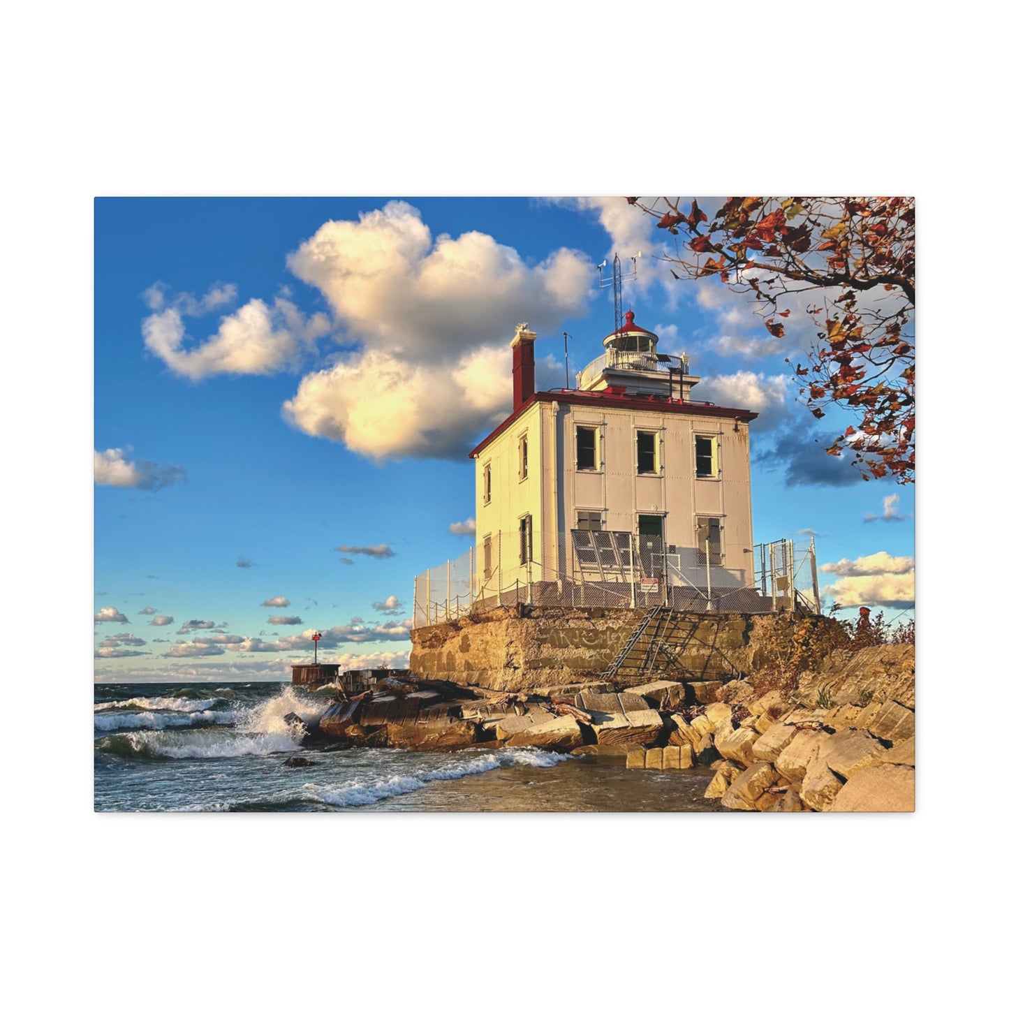 Colorful Canvas Print • "Fairport Harbor West Breakwater Light" • Vertical or Horizontal orientations • Sizes from 8"x10" to 30"x40"