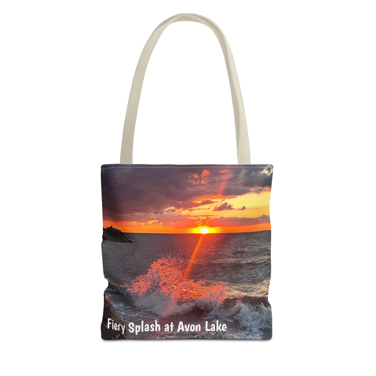 Stylish Photo Tote Bag • "Fiery Splash at Avon Lake" • 5 color handle choices