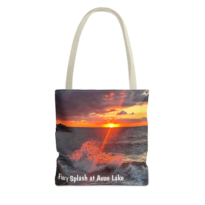 Stylish Photo Tote Bag • "Fiery Splash at Avon Lake" • 5 color handle choices