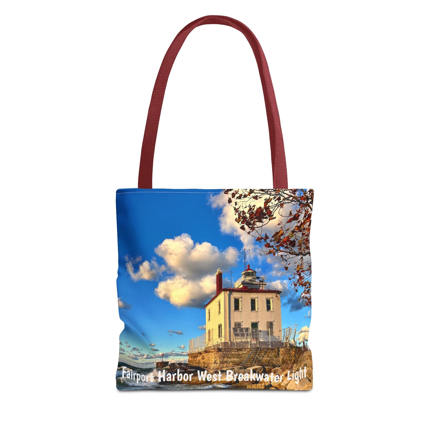 *Special Edition* Stylish Photo Tote Bag • "Fairport Harbor West Breakwater Light" • 5 color handle choices • Celebrating 100 Years!