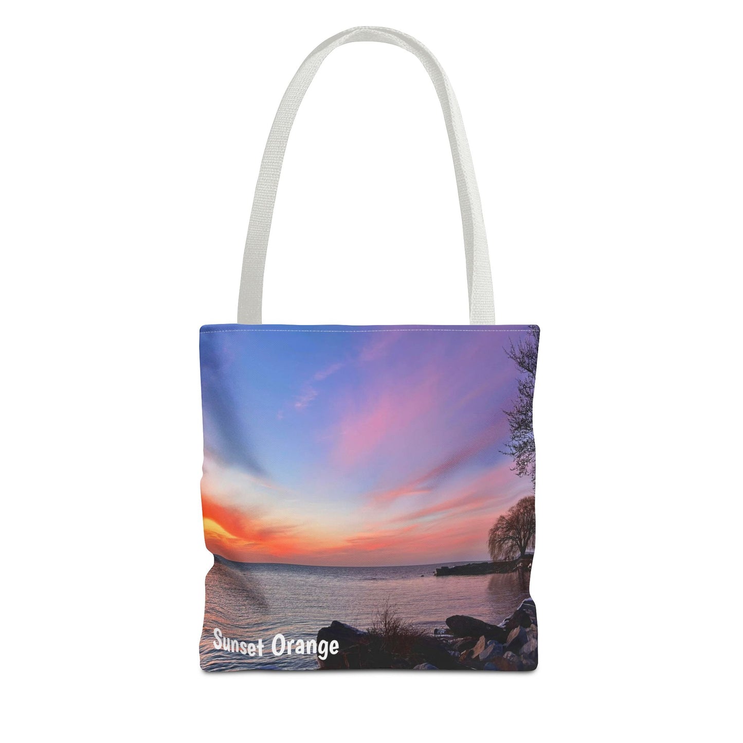 Stylish Photo Tote Bag • "Sunset Orange" • 5 color handle choices