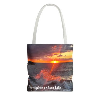 Stylish Photo Tote Bag • "Fiery Splash at Avon Lake" • 5 color handle choices