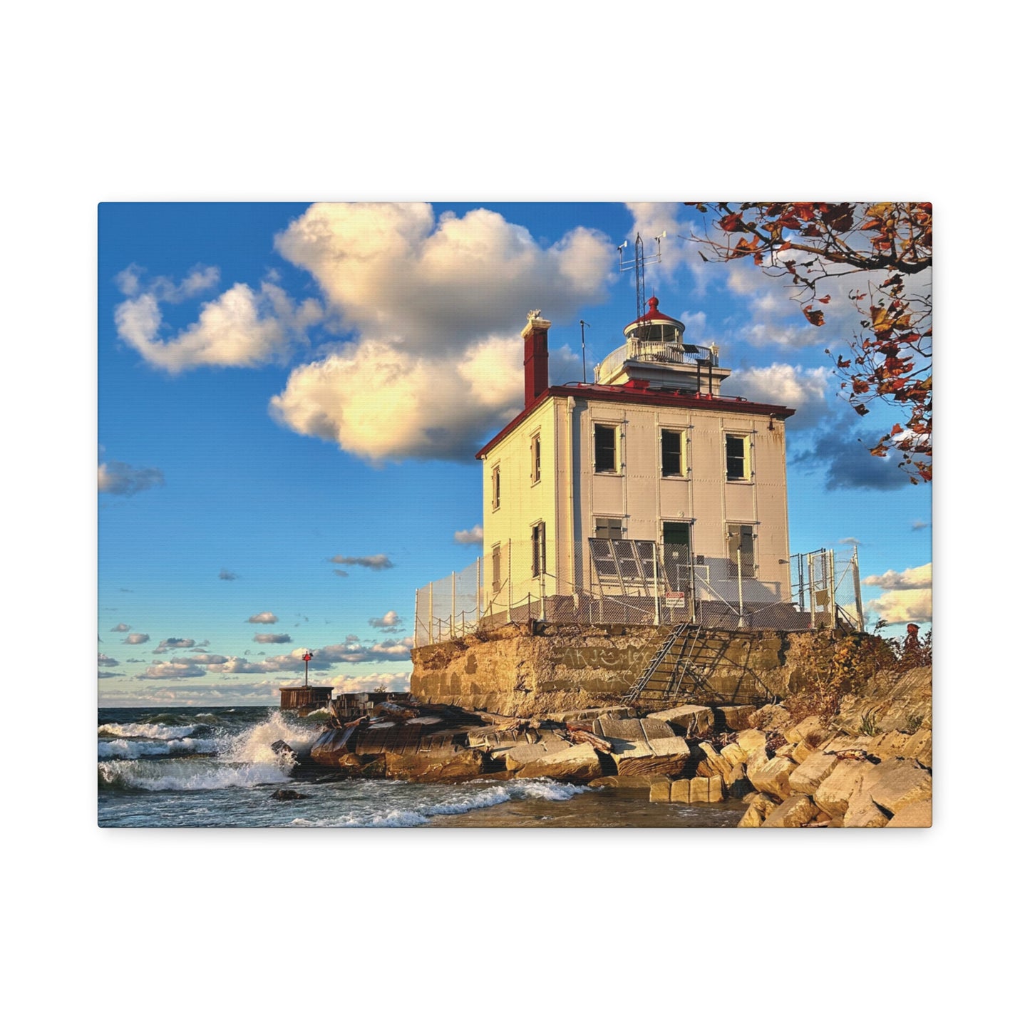 Colorful Canvas Print • "Fairport Harbor West Breakwater Light" • Vertical or Horizontal orientations • Sizes from 8"x10" to 30"x40"