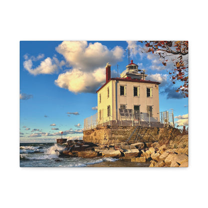 Colorful Canvas Print • "Fairport Harbor West Breakwater Light" • Vertical or Horizontal orientations • Sizes from 8"x10" to 30"x40"