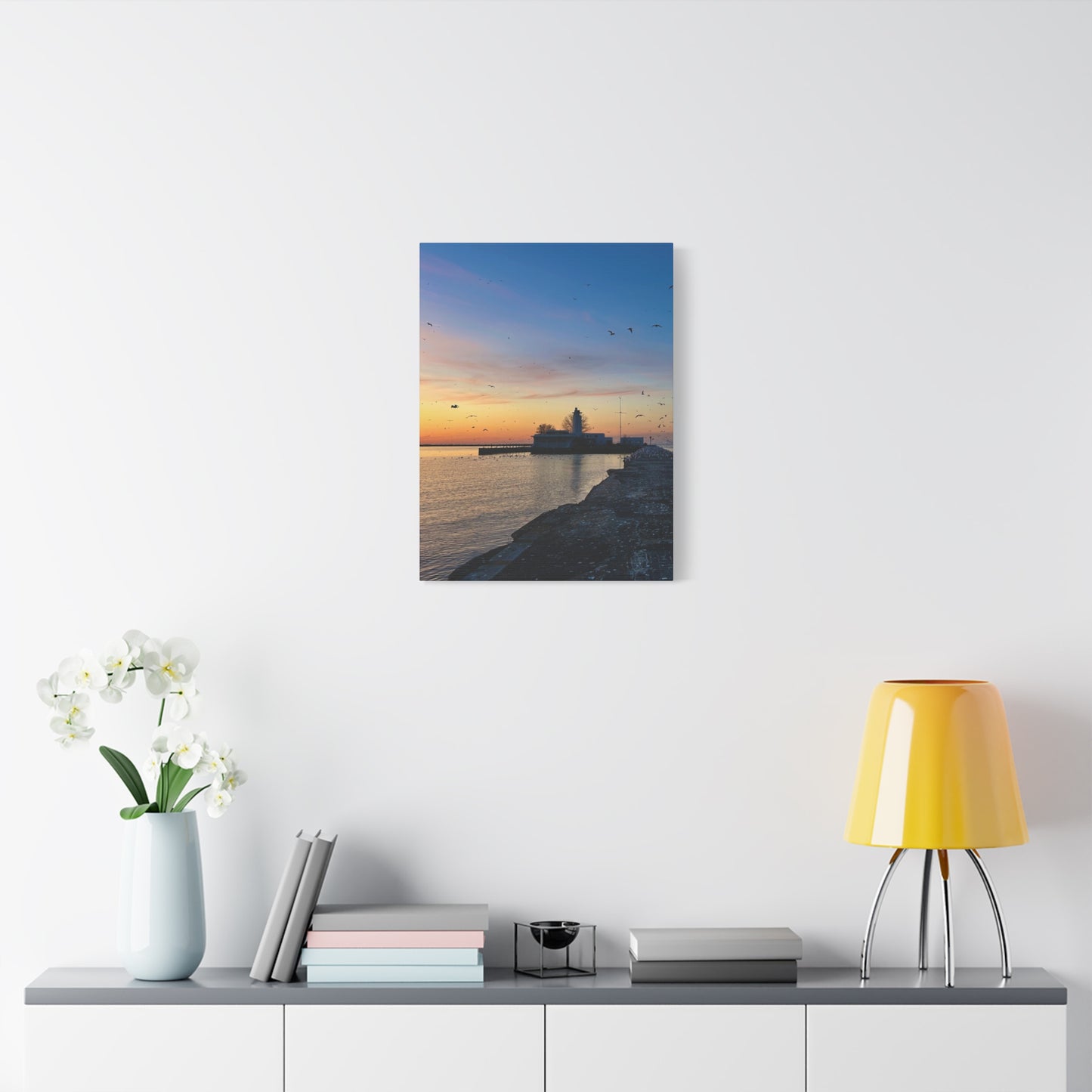 Colorful Canvas Print • "Breakwater Birds" • Vertical or Horizontal orientations • Sizes from 8"x10" to 30"x40"