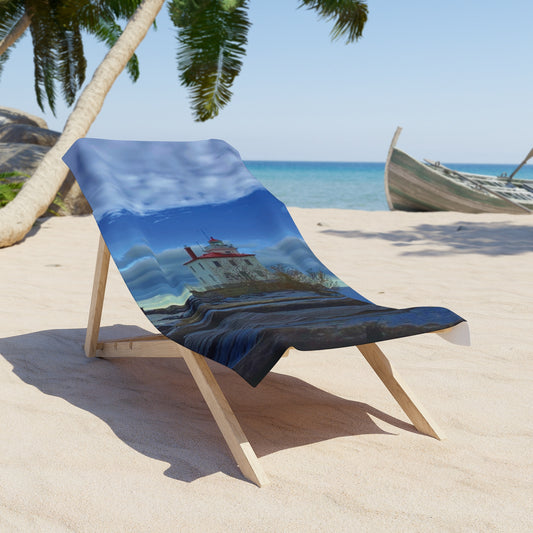 Vibrant Photo Beach Towel • "Breakwater Lighthouse" • Relax in Style