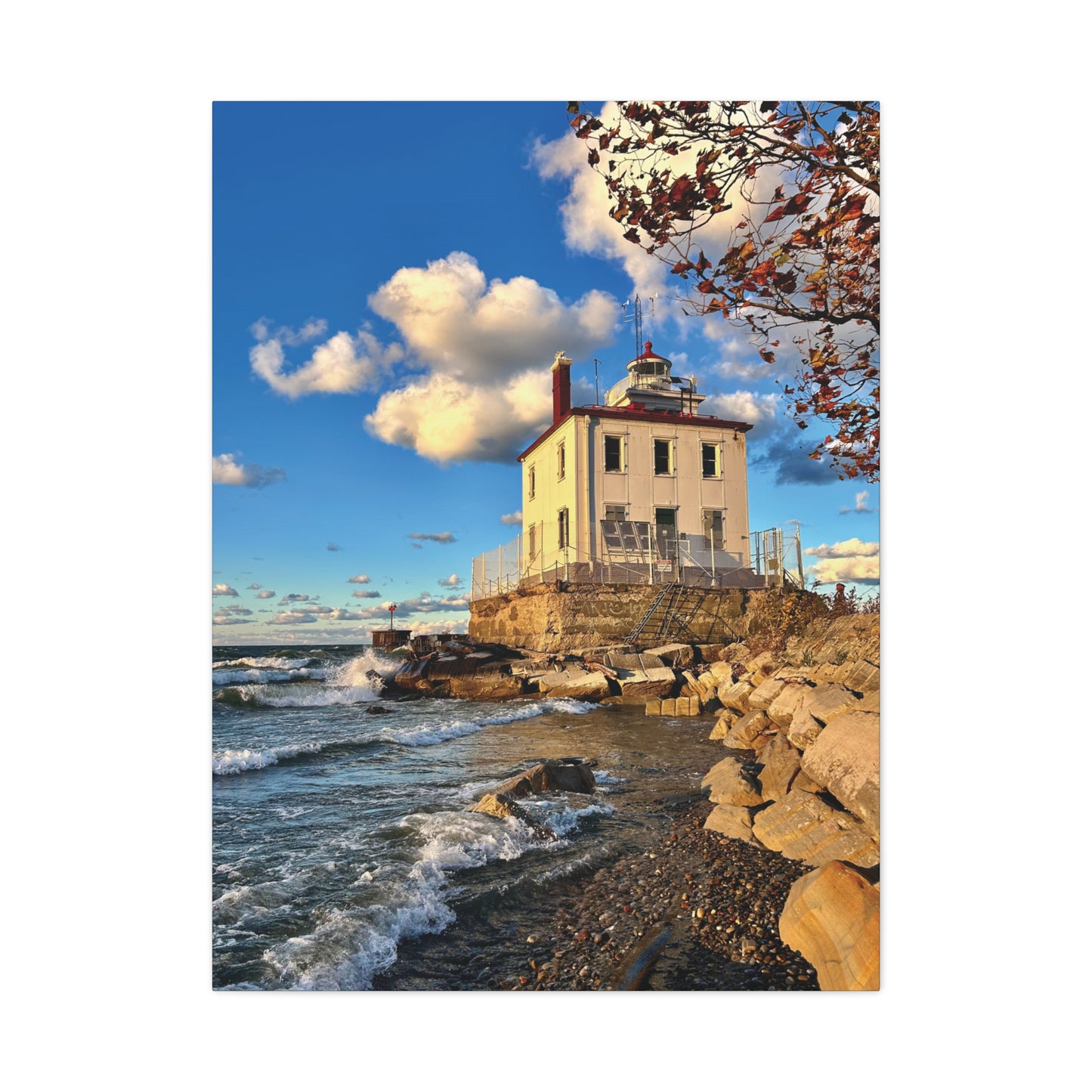Colorful Canvas Print • "Fairport Harbor West Breakwater Light" • Vertical or Horizontal orientations • Sizes from 8"x10" to 30"x40"