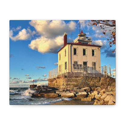 Colorful Canvas Print • "Fairport Harbor West Breakwater Light" • Vertical or Horizontal orientations • Sizes from 8"x10" to 30"x40"