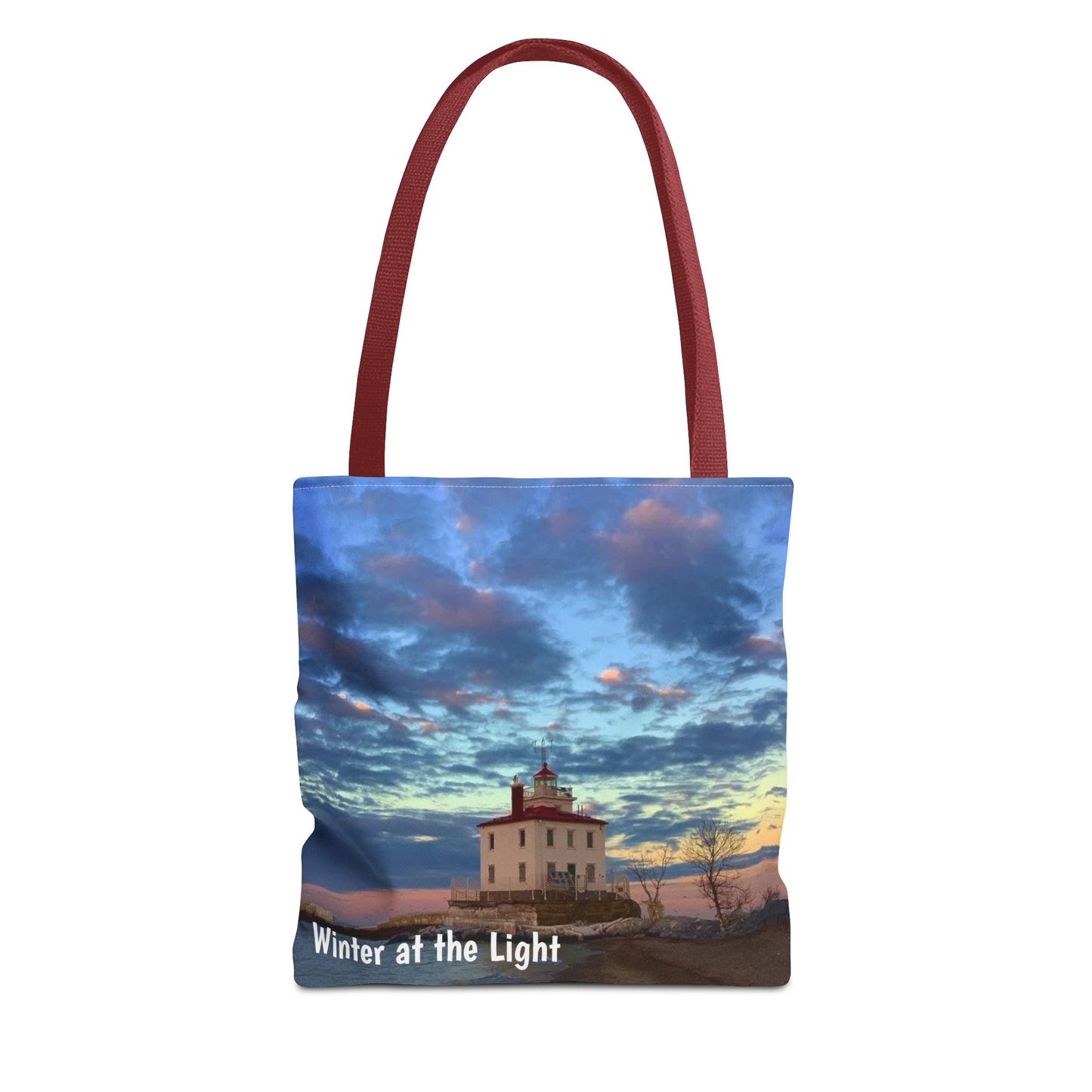 Stylish Photo Tote Bag • "Winter at the Light" • 5 color handle choices