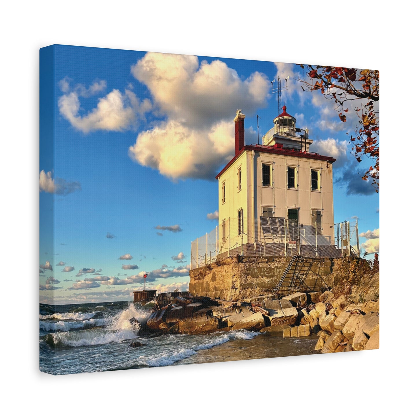 Colorful Canvas Print • "Fairport Harbor West Breakwater Light" • Vertical or Horizontal orientations • Sizes from 8"x10" to 30"x40"