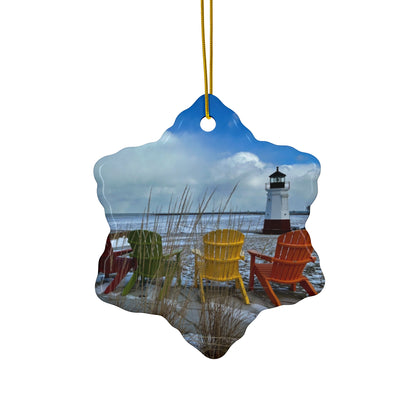 Lake Erie Obsessed Ceramic Christmas Ornaments • Star, Circle, Heart, or Snowflake keepsake