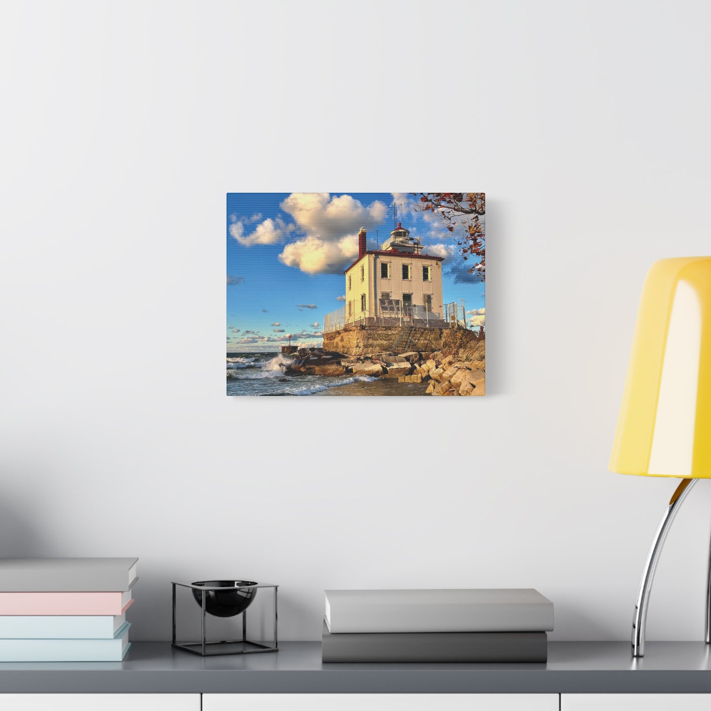 Colorful Canvas Print • "Fairport Harbor West Breakwater Light" • Vertical or Horizontal orientations • Sizes from 8"x10" to 30"x40"