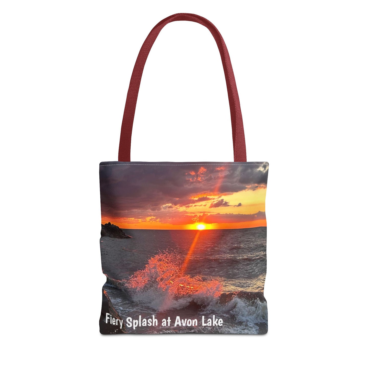 Stylish Photo Tote Bag • "Fiery Splash at Avon Lake" • 5 color handle choices
