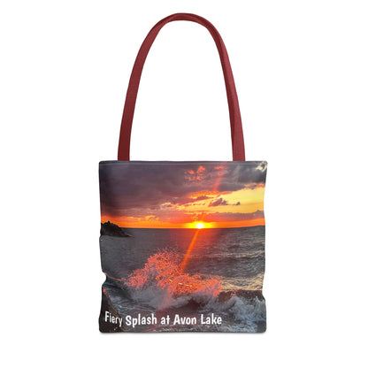 Stylish Photo Tote Bag • "Fiery Splash at Avon Lake" • 5 color handle choices