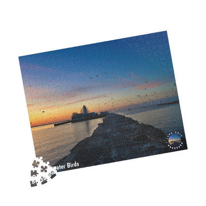 Dazzling Jigsaw Puzzle • "Breakwater Birds" • 110, 252, 520, & 1014-Piece Puzzles