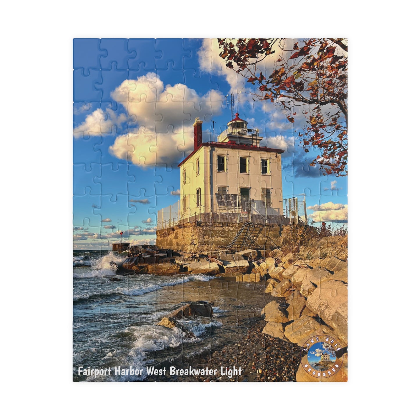 Dazzling Jigsaw Puzzle • "Fairport Harbor West Breakwater Light" • 110, 252, 520, & 1014-Piece Puzzles for Lighthouse Lovers