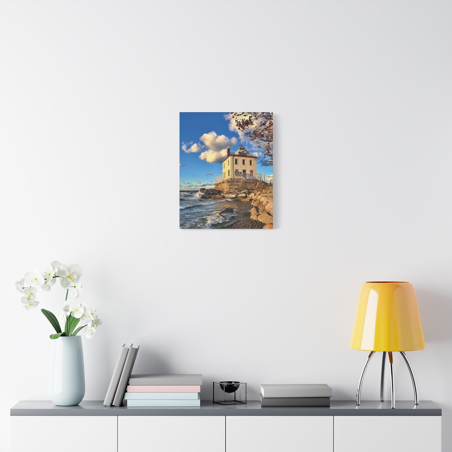 Colorful Canvas Print • "Fairport Harbor West Breakwater Light" • Vertical or Horizontal orientations • Sizes from 8"x10" to 30"x40"