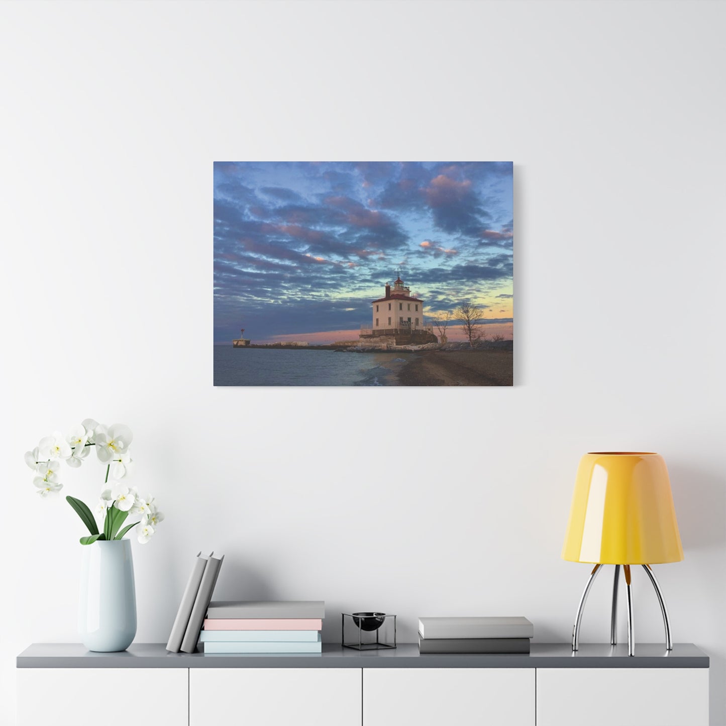 Colorful Canvas Print • "Winter at the Light" • Vertical or Horizontal orientations • Sizes from 8"x10" to 30"x40"
