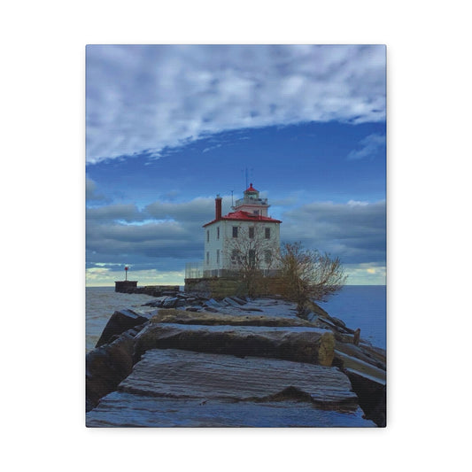Colorful Canvas Print • "Breakwater Lighthouse" • Vertical or Horizontal orientations • Sizes from 8"x10" to 30"x40"