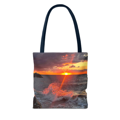 Stylish Photo Tote Bag • "Fiery Splash at Avon Lake" • 5 color handle choices