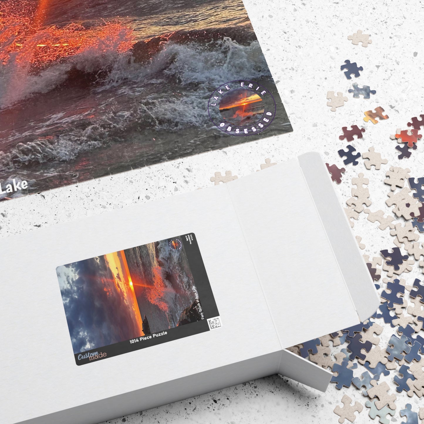 Dazzling Jigsaw Puzzles • "Fiery Splash at Avon Lake" • 110, 252, 520, & 1014-Piece Puzzles