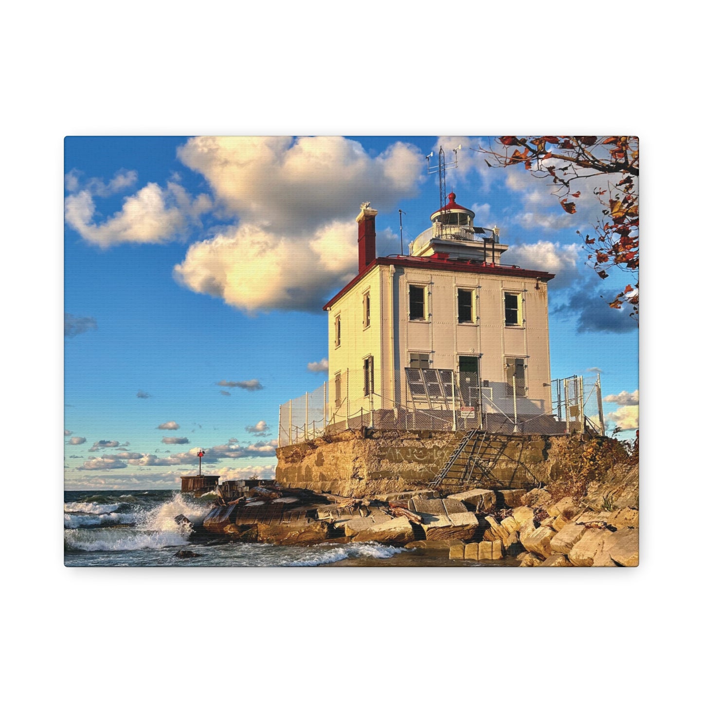 Colorful Canvas Print • "Fairport Harbor West Breakwater Light" • Vertical or Horizontal orientations • Sizes from 8"x10" to 30"x40"