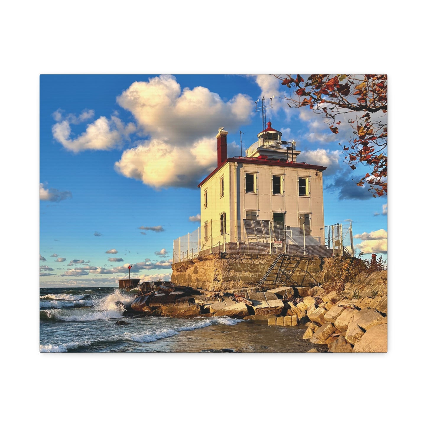 Colorful Canvas Print • "Fairport Harbor West Breakwater Light" • Vertical or Horizontal orientations • Sizes from 8"x10" to 30"x40"