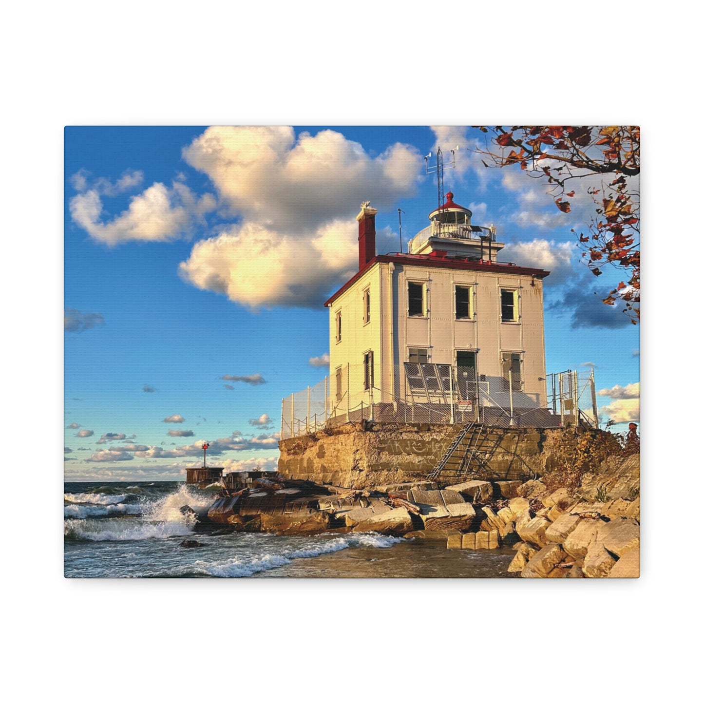 Colorful Canvas Print • "Fairport Harbor West Breakwater Light" • Vertical or Horizontal orientations • Sizes from 8"x10" to 30"x40"