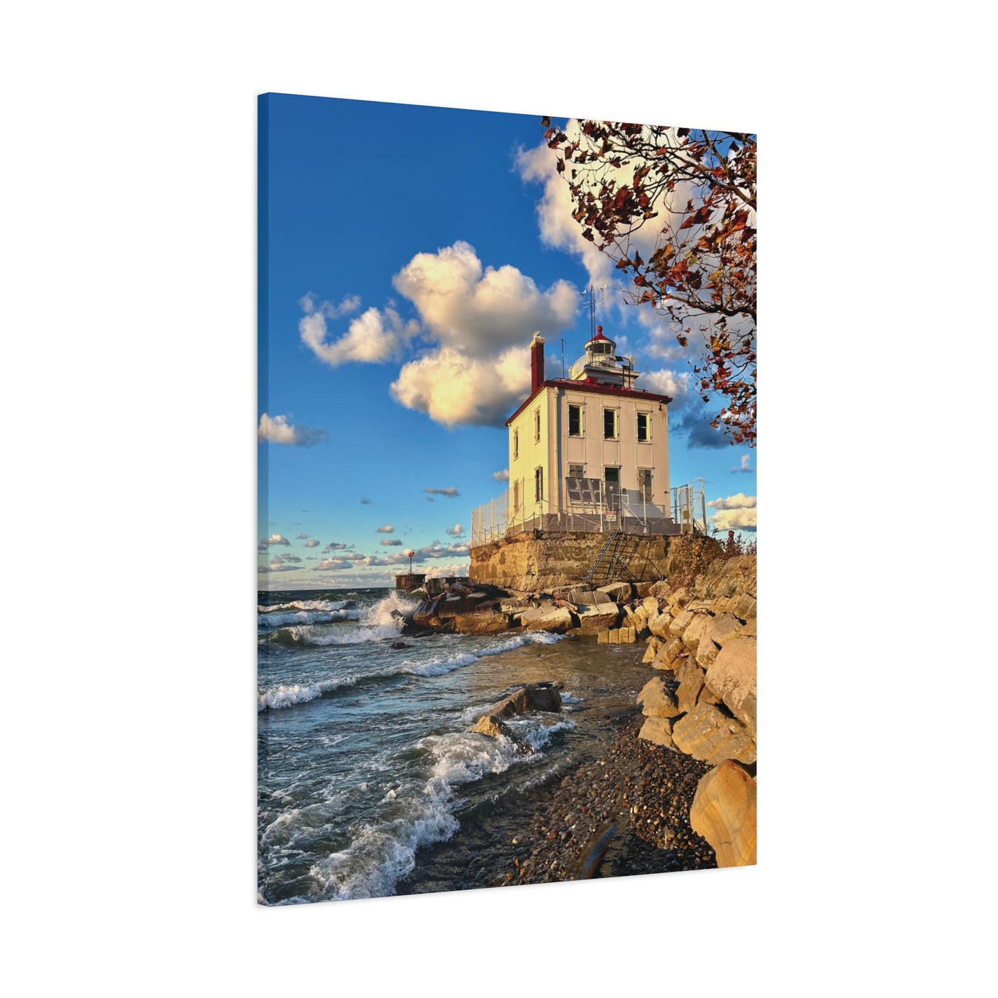 Colorful Canvas Print • "Fairport Harbor West Breakwater Light" • Vertical or Horizontal orientations • Sizes from 8"x10" to 30"x40"