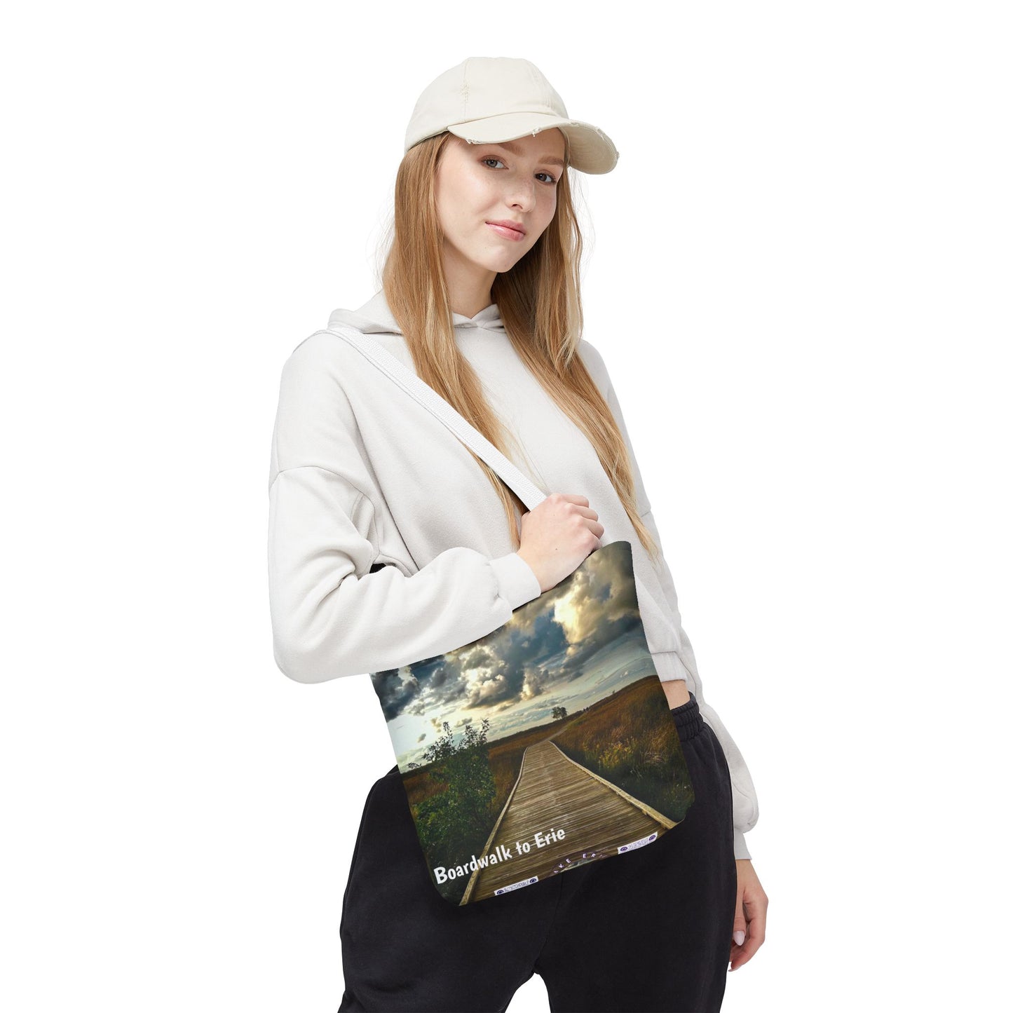 Stylish Photo Tote Bag • "Boardwalk to Erie" • 5 color handle choices