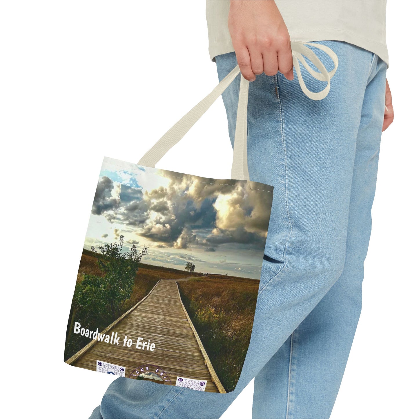 Stylish Photo Tote Bag • "Boardwalk to Erie" • 5 color handle choices