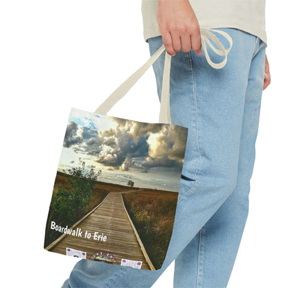 Stylish Photo Tote Bag • "Boardwalk to Erie" • 5 color handle choices