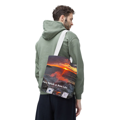 Stylish Photo Tote Bag • "Fiery Splash at Avon Lake" • 5 color handle choices