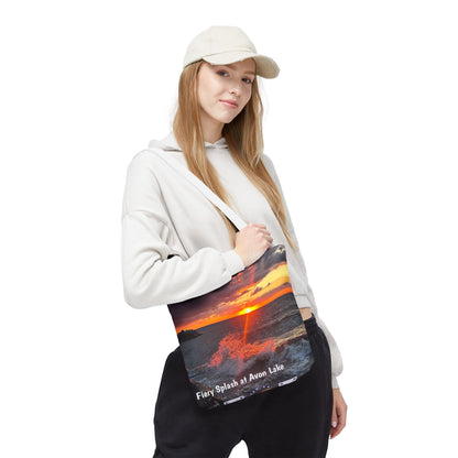 Stylish Photo Tote Bag • "Fiery Splash at Avon Lake" • 5 color handle choices