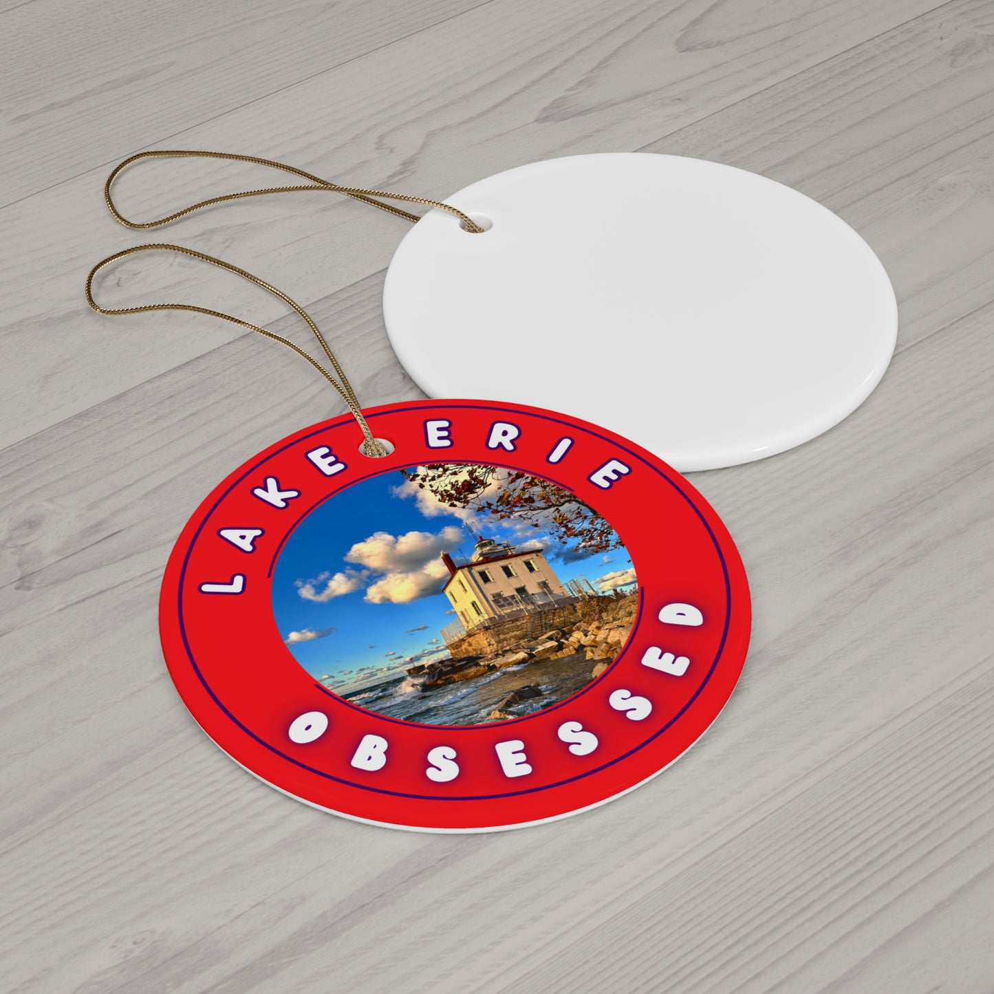 Lake Erie Obsessed Ceramic Christmas Ornaments • Star, Circle, Heart, or Snowflake keepsake