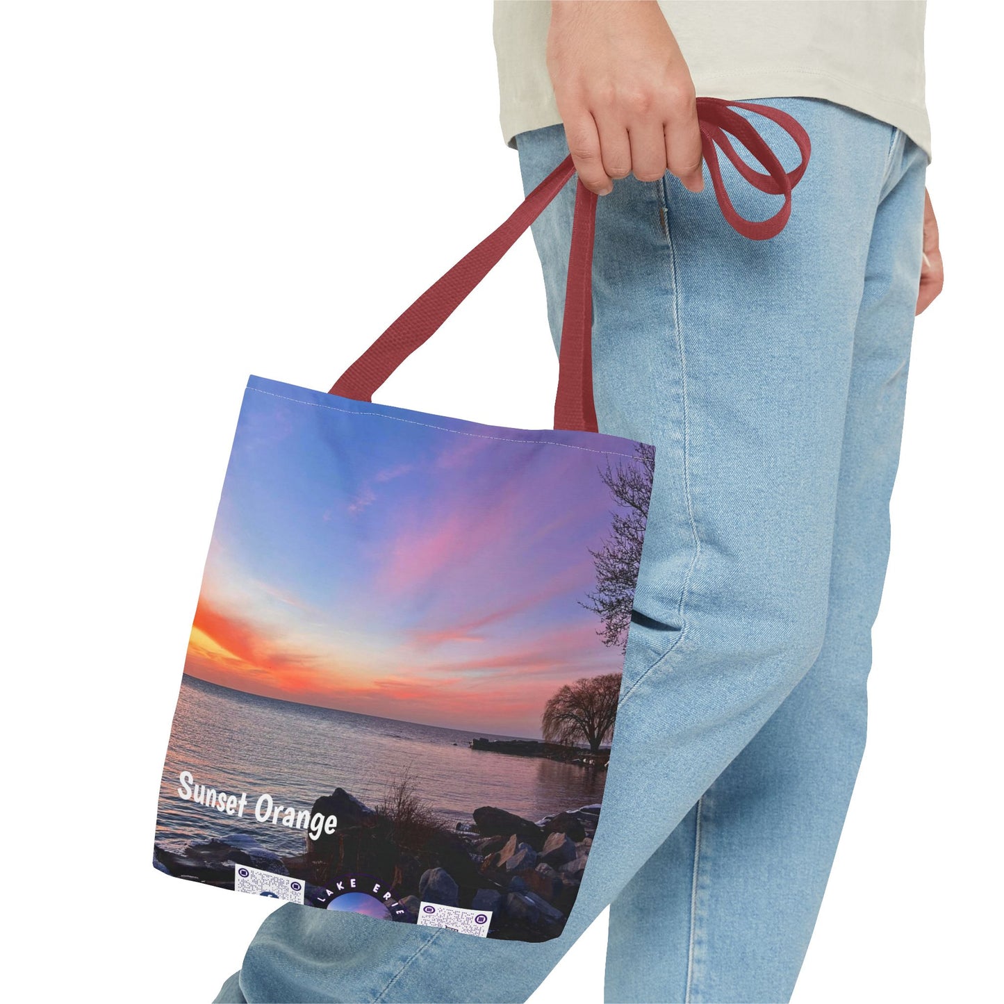 Stylish Photo Tote Bag • "Sunset Orange" • 5 color handle choices