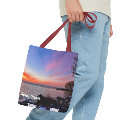 Stylish Photo Tote Bag • "Sunset Orange" • 5 color handle choices
