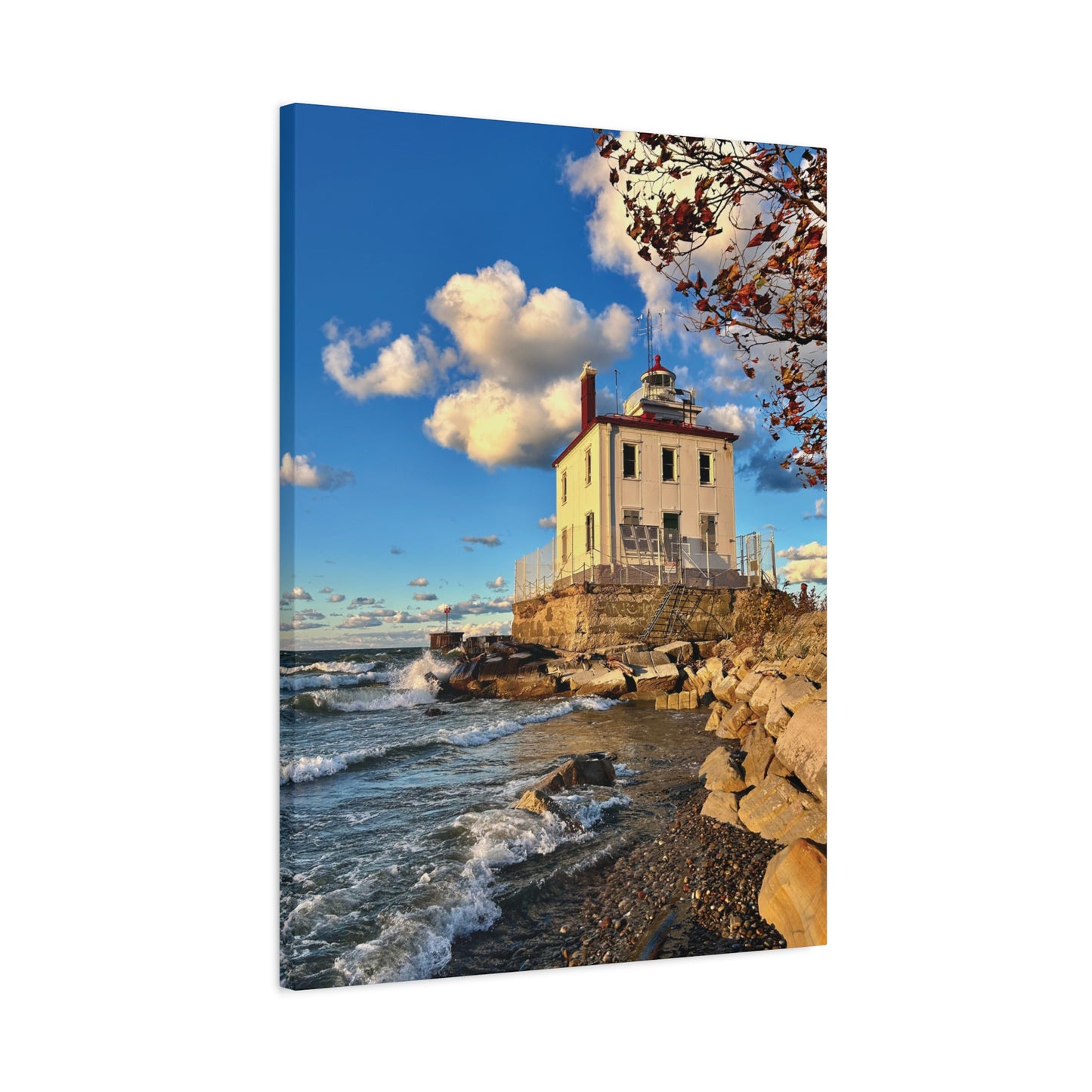 Colorful Canvas Print • "Fairport Harbor West Breakwater Light" • Vertical or Horizontal orientations • Sizes from 8"x10" to 30"x40"