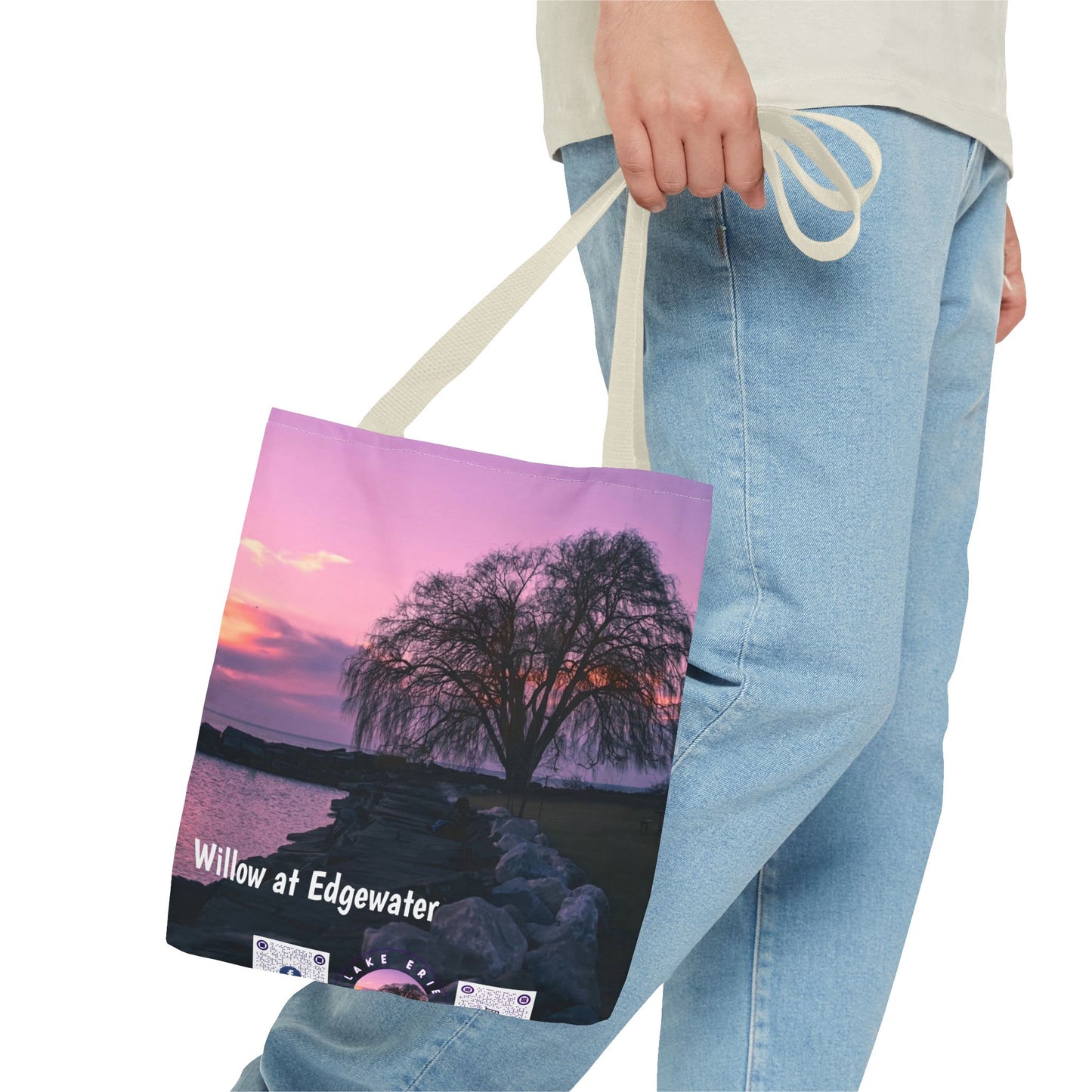 Stylish Photo Tote Bag • "Willow at Edgewater" • 5 color handle choices