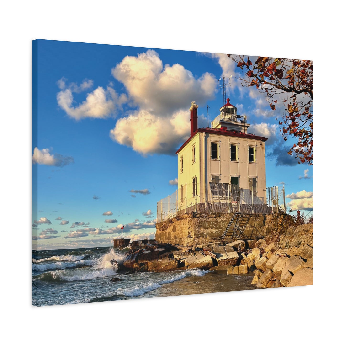 Colorful Canvas Print • "Fairport Harbor West Breakwater Light" • Vertical or Horizontal orientations • Sizes from 8"x10" to 30"x40"
