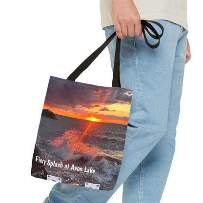 Stylish Photo Tote Bag • "Fiery Splash at Avon Lake" • 5 color handle choices