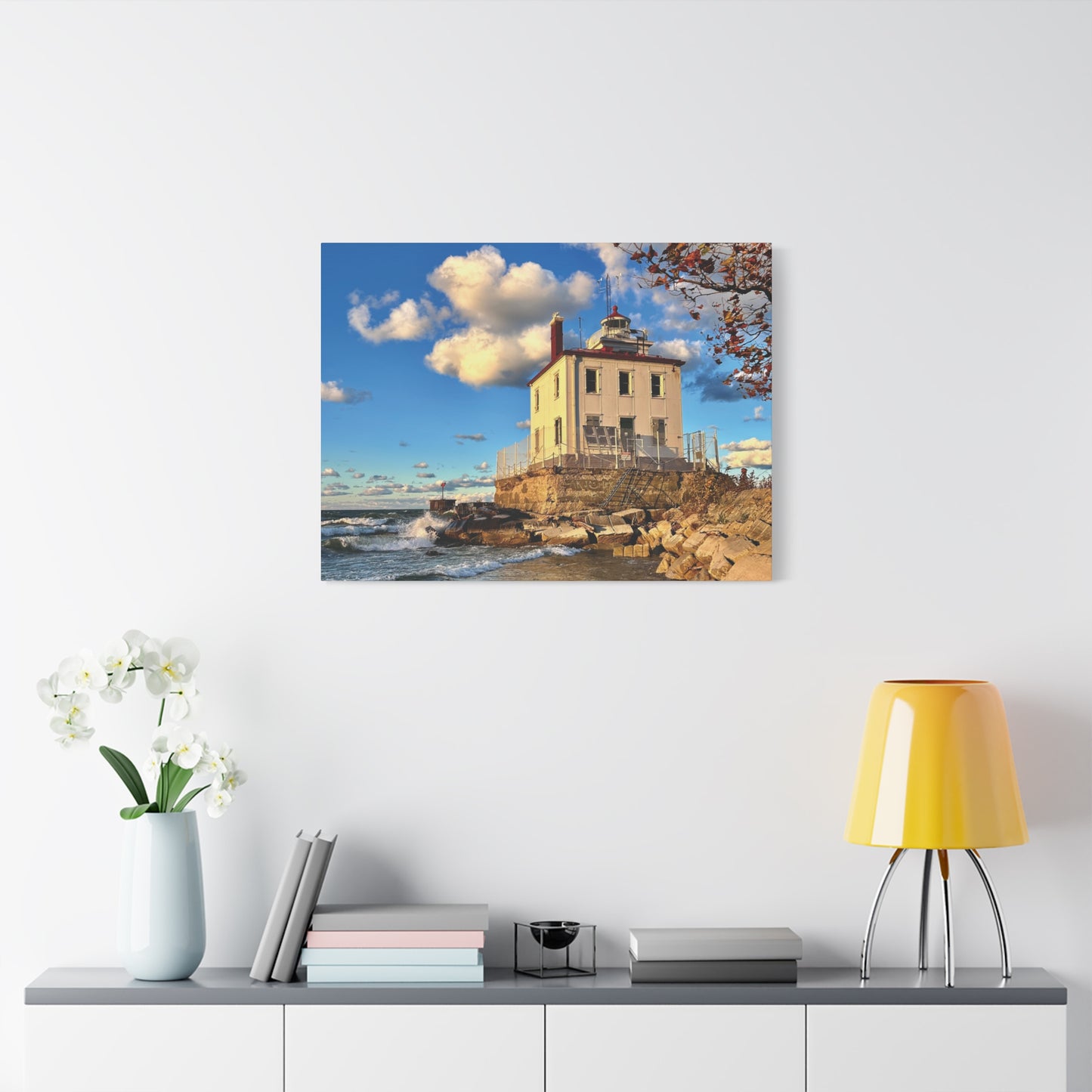Colorful Canvas Print • "Fairport Harbor West Breakwater Light" • Vertical or Horizontal orientations • Sizes from 8"x10" to 30"x40"