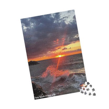 Dazzling Jigsaw Puzzles • "Fiery Splash at Avon Lake" • 110, 252, 520, & 1014-Piece Puzzles