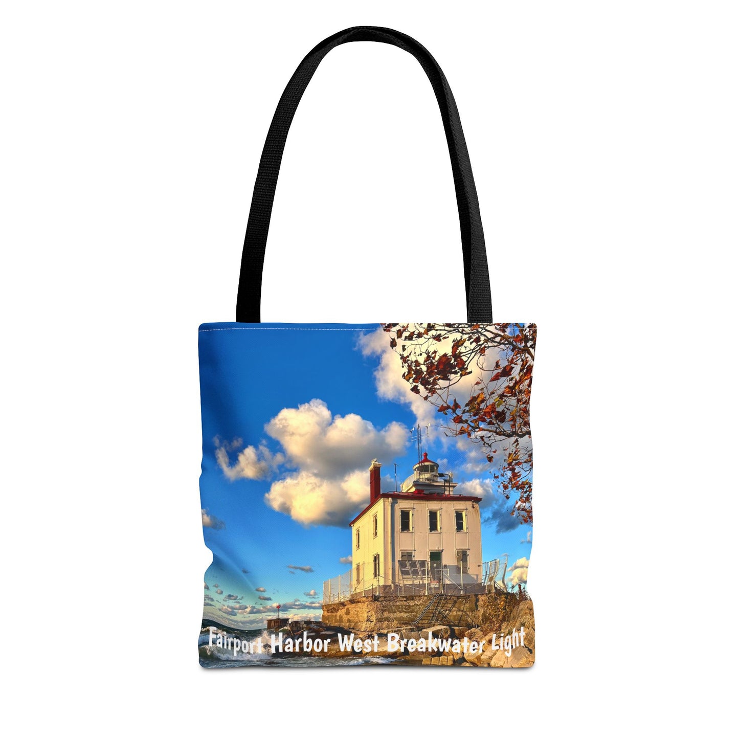 *Special Edition* Stylish Photo Tote Bag • "Fairport Harbor West Breakwater Light" • 5 color handle choices • Celebrating 100 Years!