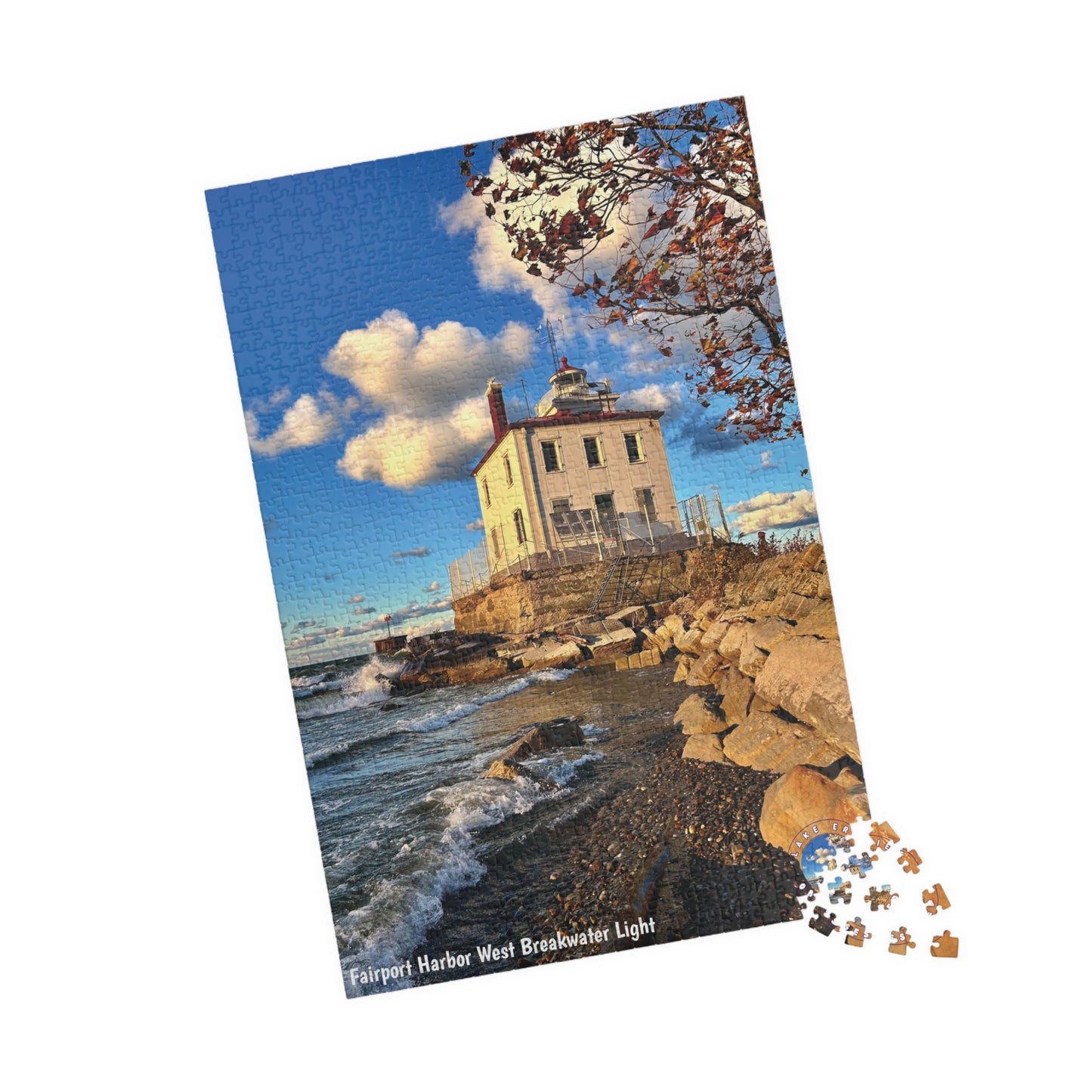 Dazzling Jigsaw Puzzle • "Fairport Harbor West Breakwater Light" • 110, 252, 520, & 1014-Piece Puzzles for Lighthouse Lovers